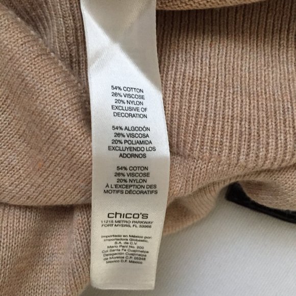 Chico's Camel Knit Sweater With Jewel Neckline Size 1(Medium) - Picture 5 of 6
